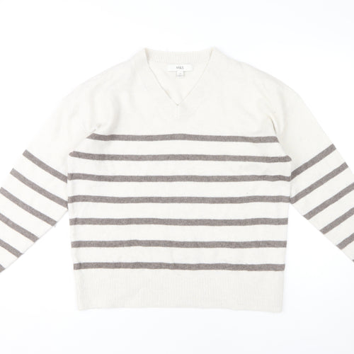 Marks and Spencer Women's Ivory Striped Pullover M