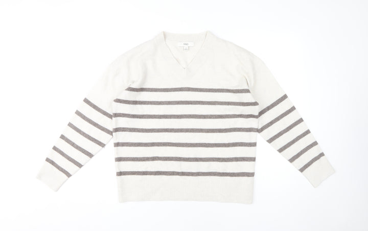 Marks and Spencer Women's Ivory Striped Pullover M