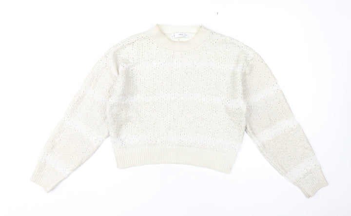 MNG Women Ivory Pullover Jumper, Size M, Autumn Style