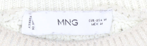 MNG Women Ivory Pullover Jumper, Size M, Autumn Style