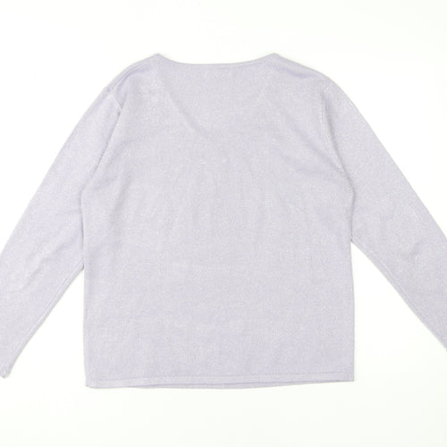 Bonmarché Women's Purple V-Neck Pullover Jumper S
