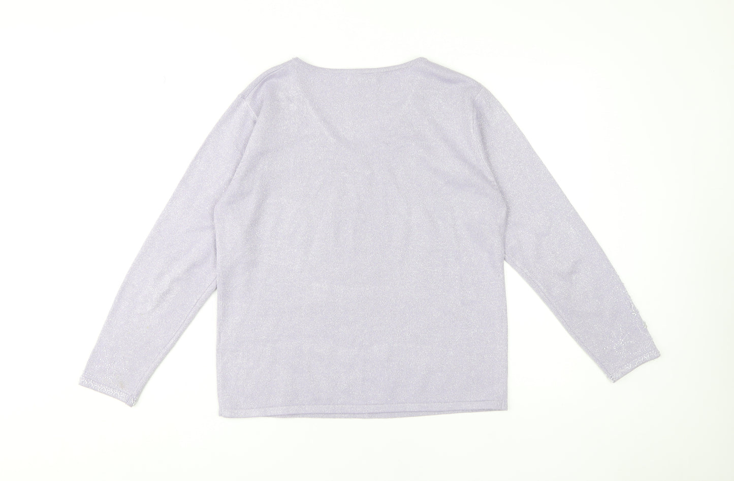 Bonmarché Women's Purple V-Neck Pullover Jumper S