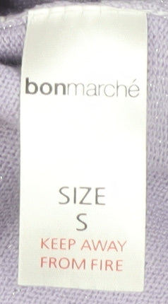 Bonmarché Women's Purple V-Neck Pullover Jumper S
