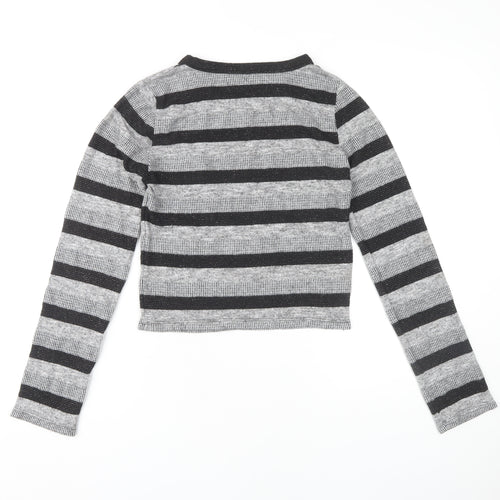 Zara Women's Grey Striped Knit Pullover Jumper Size 12