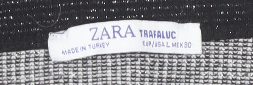 Zara Women's Grey Striped Knit Pullover Jumper Size 12