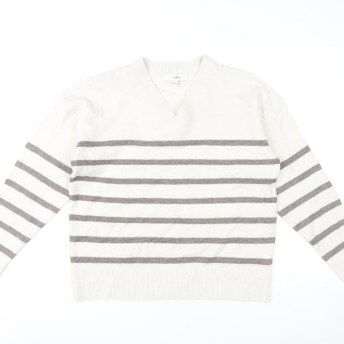 Marks and Spencer Women's Ivory Stripe Pullover Jumper, Size M