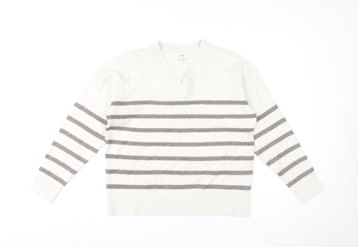 Marks and Spencer Women's Ivory Stripe Pullover Jumper, Size M