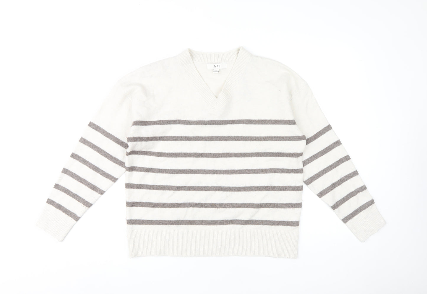 Marks and Spencer Women's Ivory Stripe Pullover Jumper, Size M