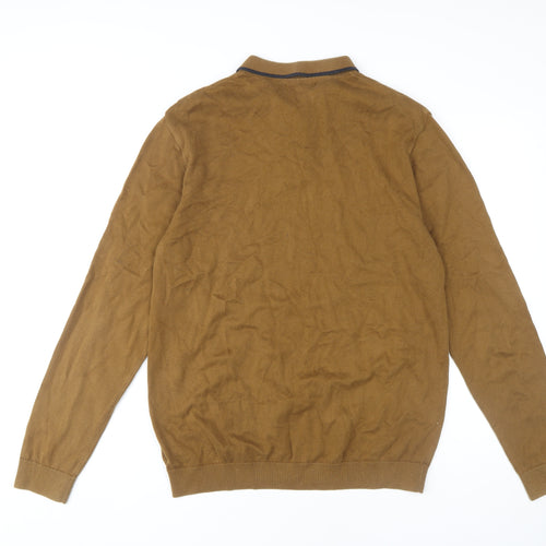Next Men's Brown Long Sleeve Polo L Size Casual