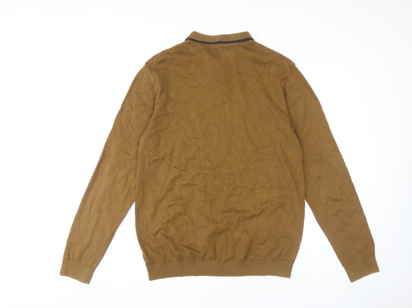 Next Men's Brown Long Sleeve Polo L Size Casual