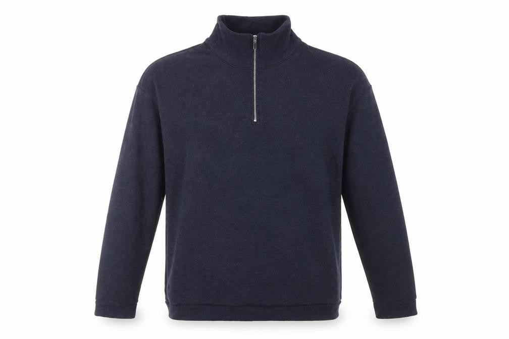 Front view of Next Men's Blue 1/4 Zip Pullover Sweatshirt S