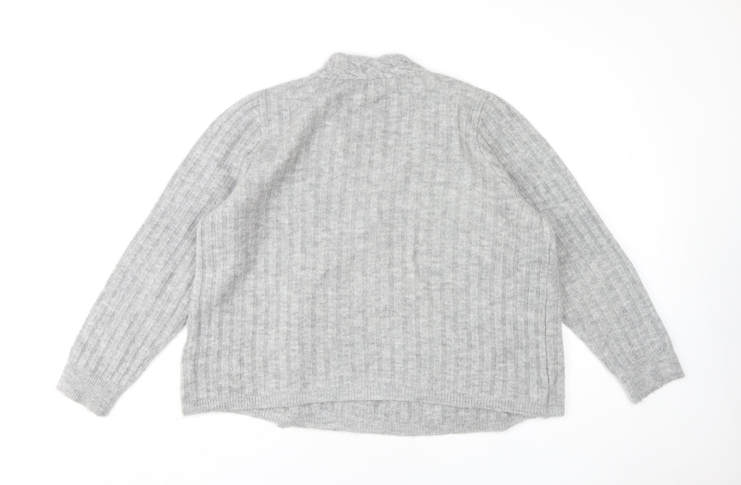 Next Women's Grey L V-Neck Cardigan - Casual & Cozy