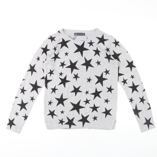 Marks and Spencer Women's Grey V-Neck Pullover Jumper