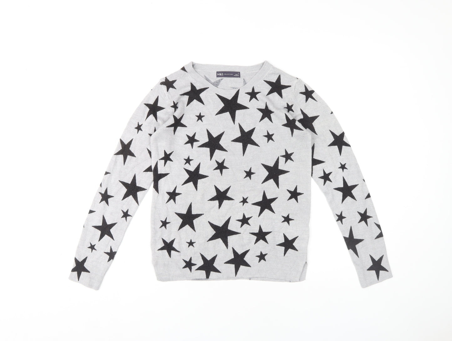Marks and Spencer Women's Grey V-Neck Pullover Jumper