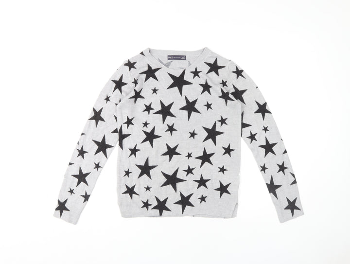 Marks and Spencer Women's Grey V-Neck Pullover Jumper
