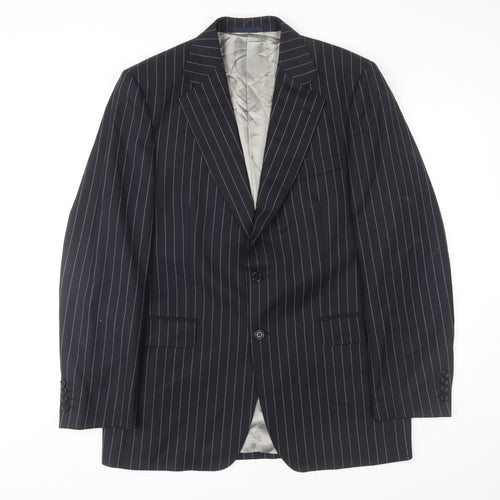 Aquascutum Men's Black Striped Blazer 42L Jacket