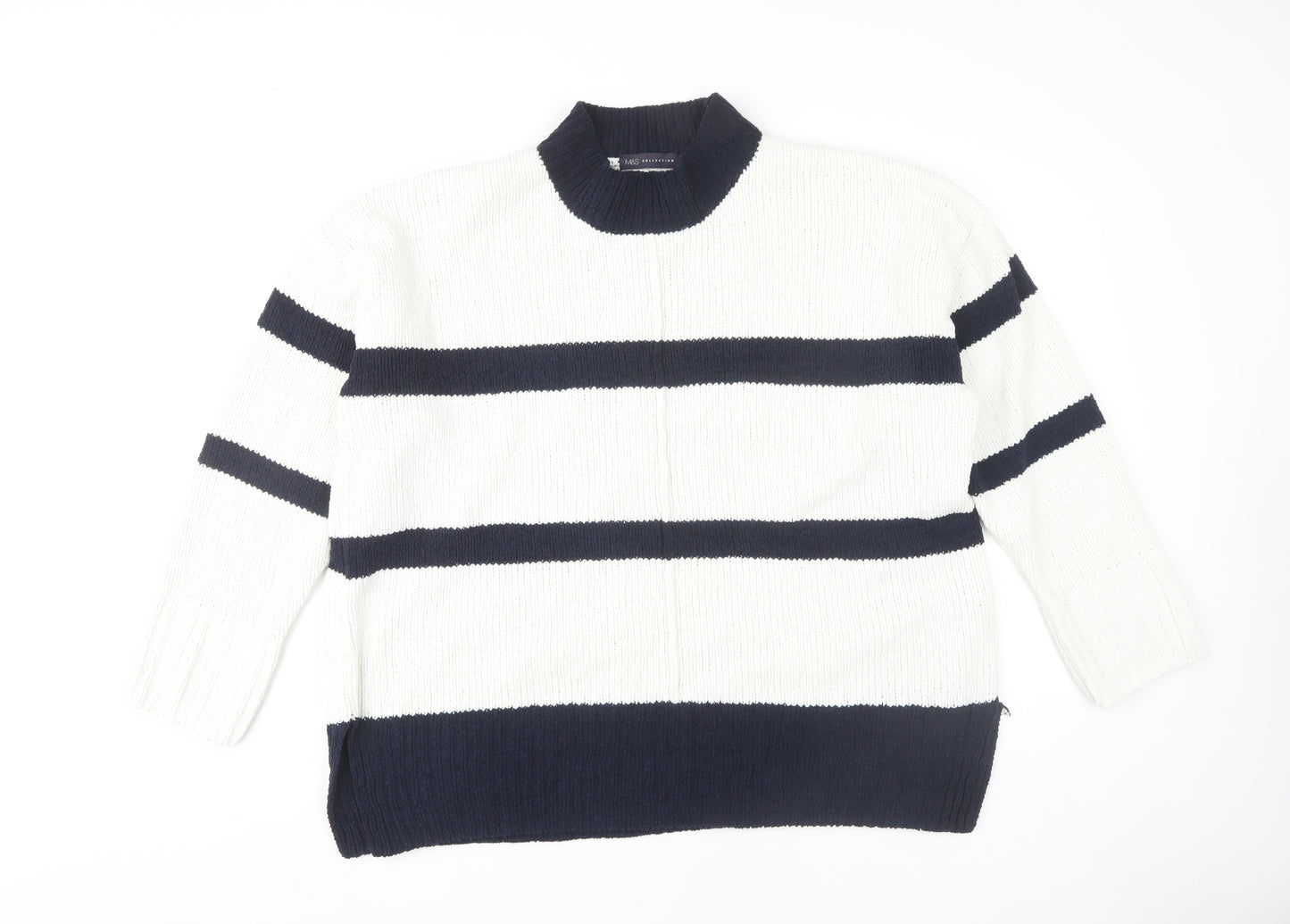 Marks and Spencer Women’s XL White Striped Pullover Jumper