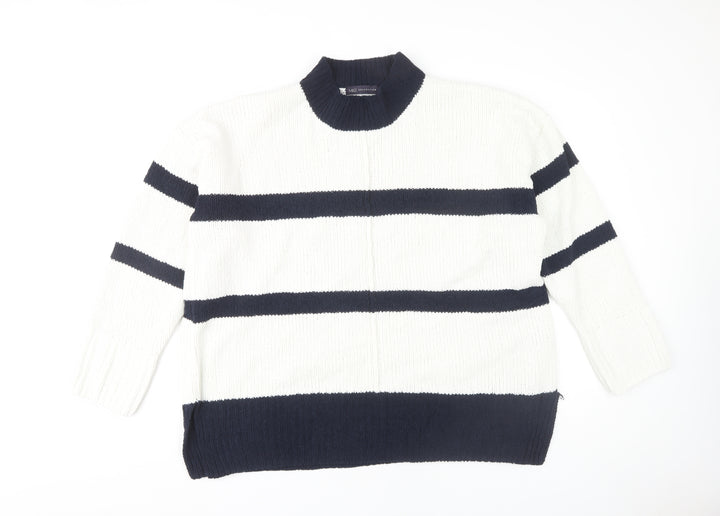 Marks and Spencer Women’s XL White Striped Pullover Jumper