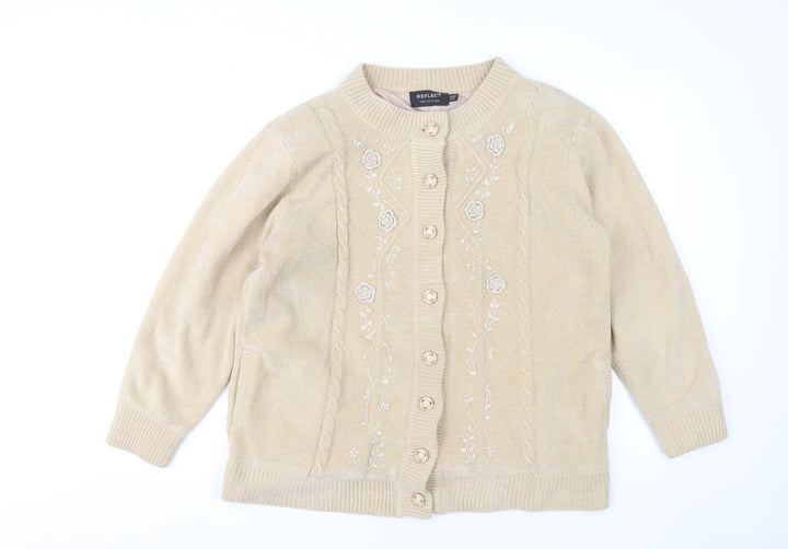 Reflect Women's Beige Embroidered Cardigan M/L