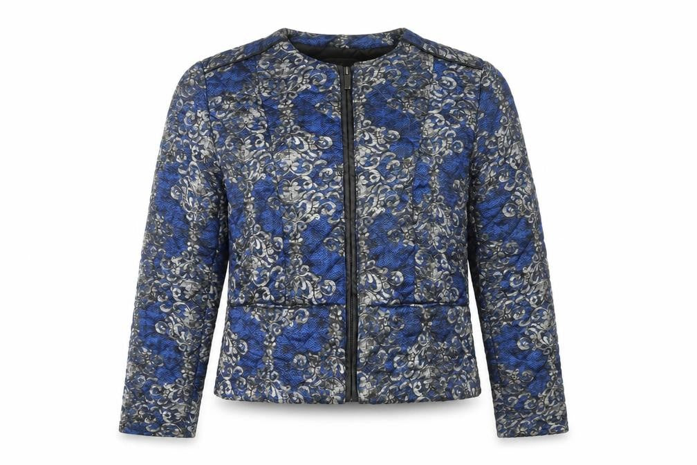 Mango Collection Women's Blue Geometric Jacket, M