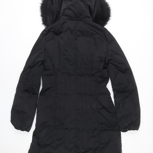 Laurèl Women's Black Puffer Jacket Size 8 Fur Trim