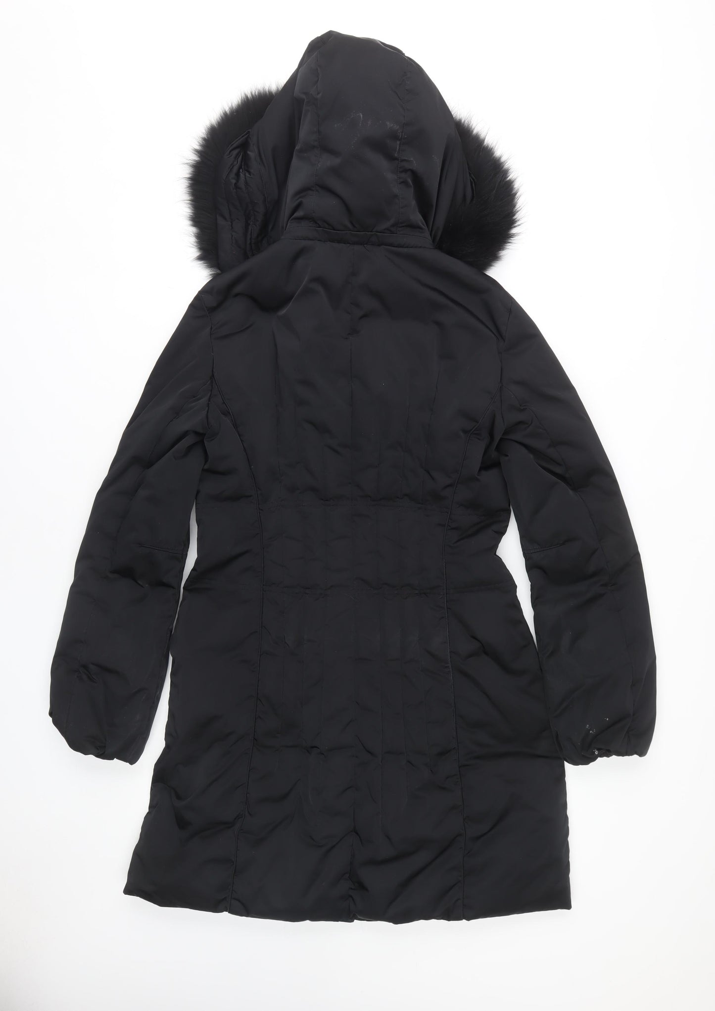 Laurèl Women's Black Puffer Jacket Size 8 Fur Trim