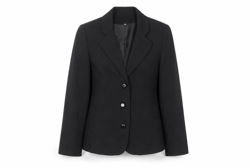Front view of Emma Blake Women's Black Blazer, size 14, Classic Fit