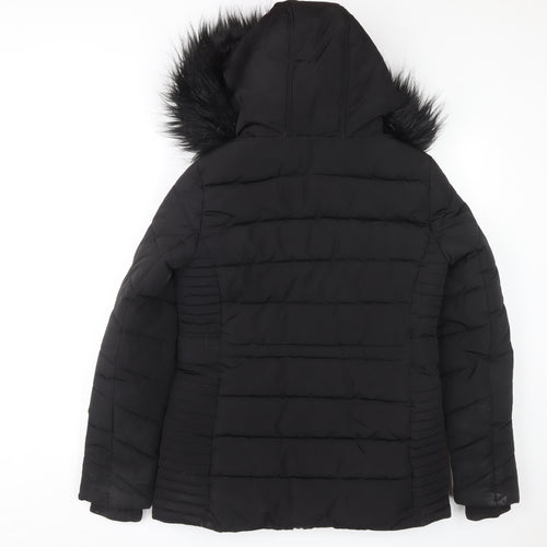 Wallis Women's Black Hooded Puffer Coat S