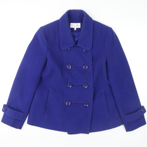 Style by EWM Women's Blue Pea Coat Size 16