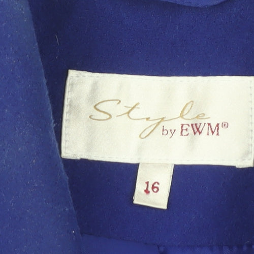 Style by EWM Women's Blue Pea Coat Size 16