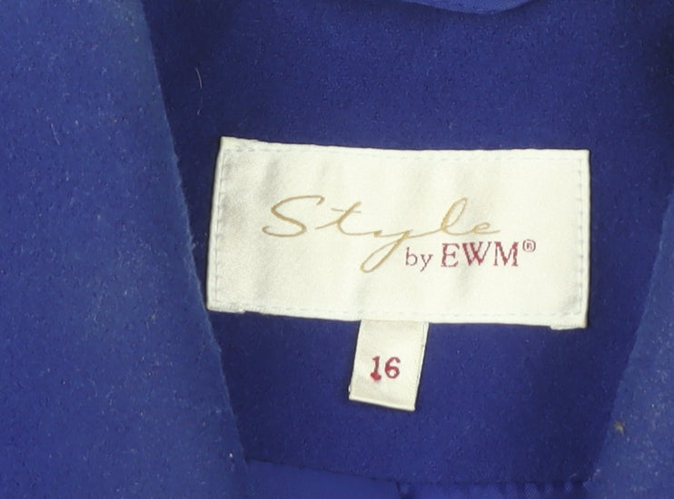Style by EWM Women's Blue Pea Coat Size 16