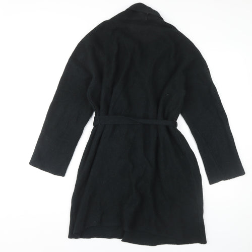 Mango Women's Black Cardigan M Wool Blend Belted