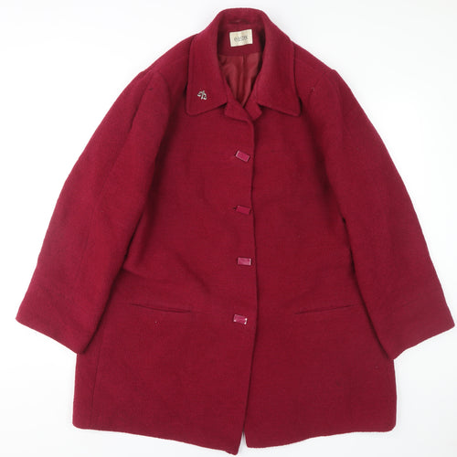 Eastex Women's Red Overcoat, Size 18, Wool Blend, Buttoned