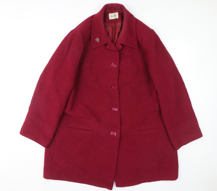 Eastex Women's Red Overcoat, Size 18, Wool Blend, Buttoned