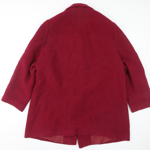 Eastex Women's Red Overcoat, Size 18, Wool Blend, Buttoned