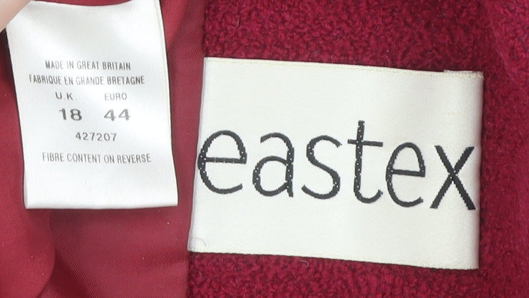 Eastex Women's Red Overcoat, Size 18, Wool Blend, Buttoned