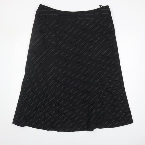 Wardrobe Women's Black Striped A-Line Midi Skirt