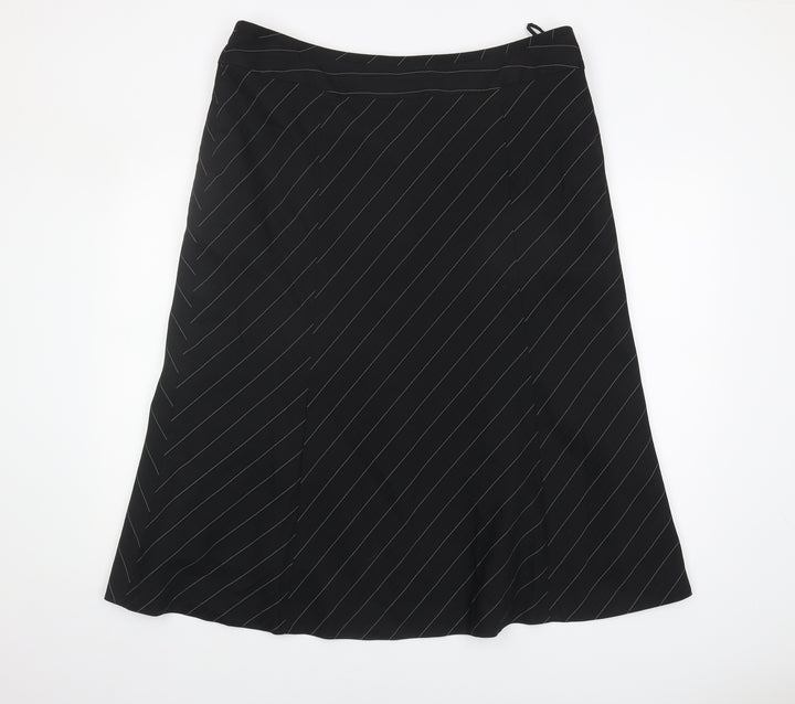 Wardrobe Women's Black Striped A-Line Midi Skirt