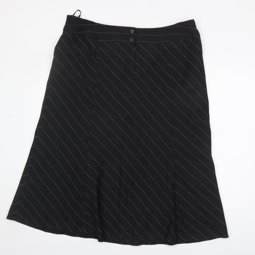 Wardrobe Women's Black Striped A-Line Midi Skirt