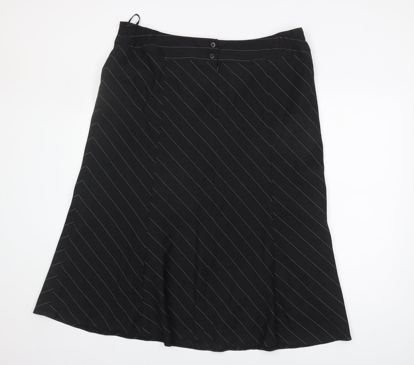 Wardrobe Women's Black Striped A-Line Midi Skirt