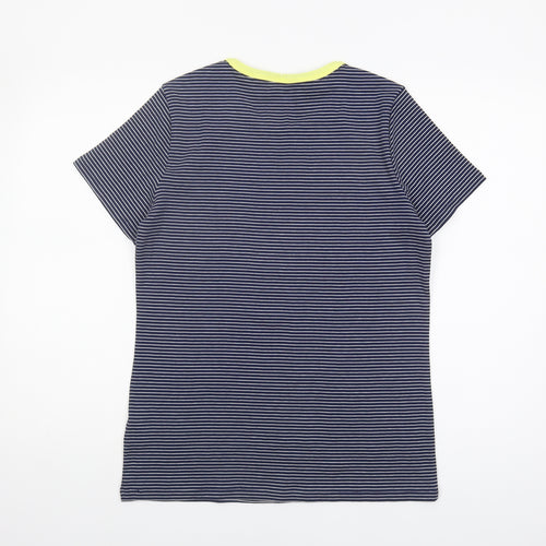 Lands' End Women's Blue Striped T-Shirt, M, Short Sleeve