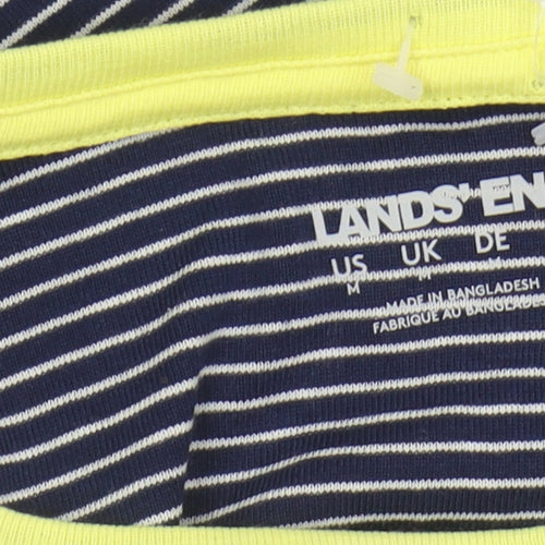 Lands' End Women's Blue Striped T-Shirt, M, Short Sleeve