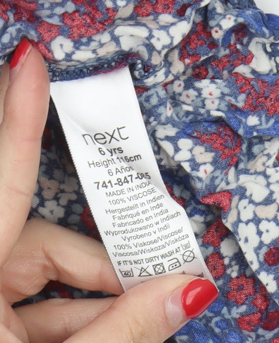 Next Girls Multicoloured Floral Dress Size 6 Years Viscose