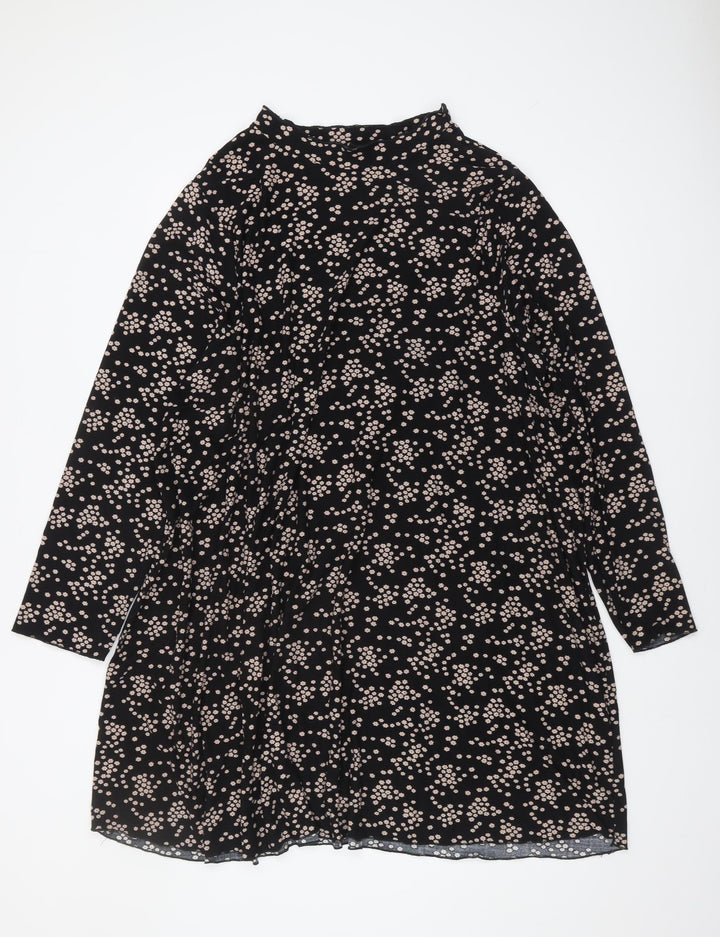 New Look Women Black Floral Long Sleeve Shift Dress