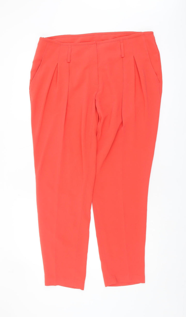 Luisa Cerano Women's Red Pleated Trousers Size 18