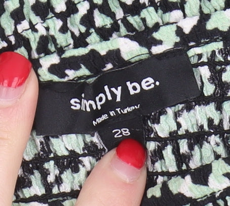 Simply Be Women's Green Black Blouse Size 28 Balloon Sleeve