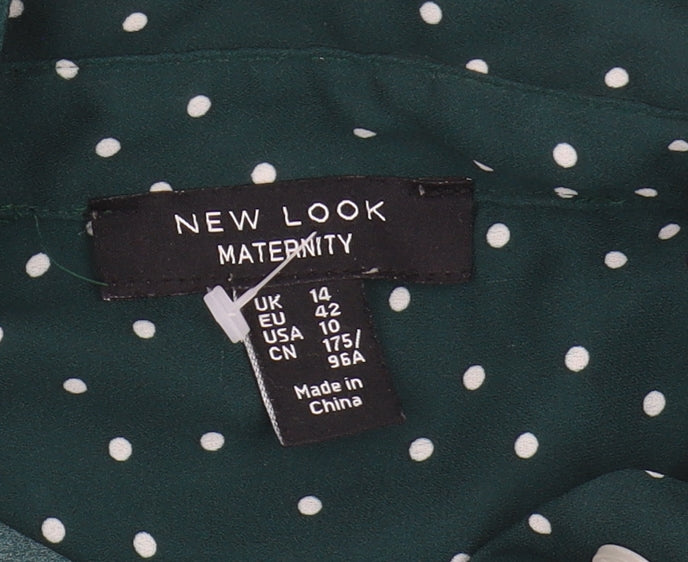 New Look Women's Green Polka Dot Maternity Shirt