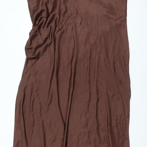 ASOS Women's Brown Slip Dress Plus Size V-Neck