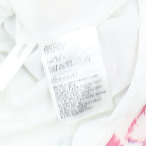 H&M Girls White Floral A-Line Dress 10-11 Years Knee Length
