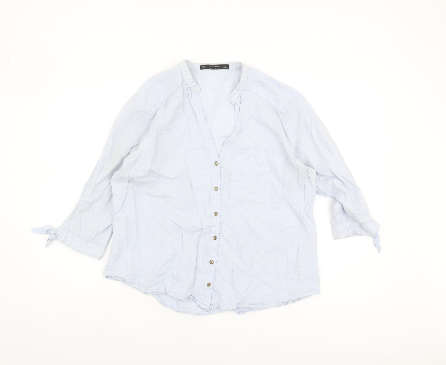 Zara Women's Blue Button-Up Shirt Size 14